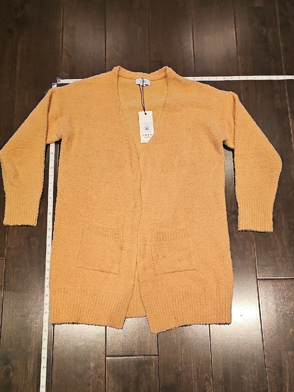 Myra Bag Textured Open-Front Cardigan in Camel